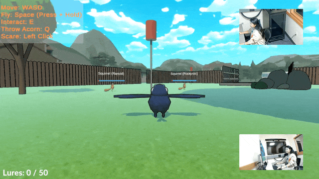 Example of a player chasing after squirrels